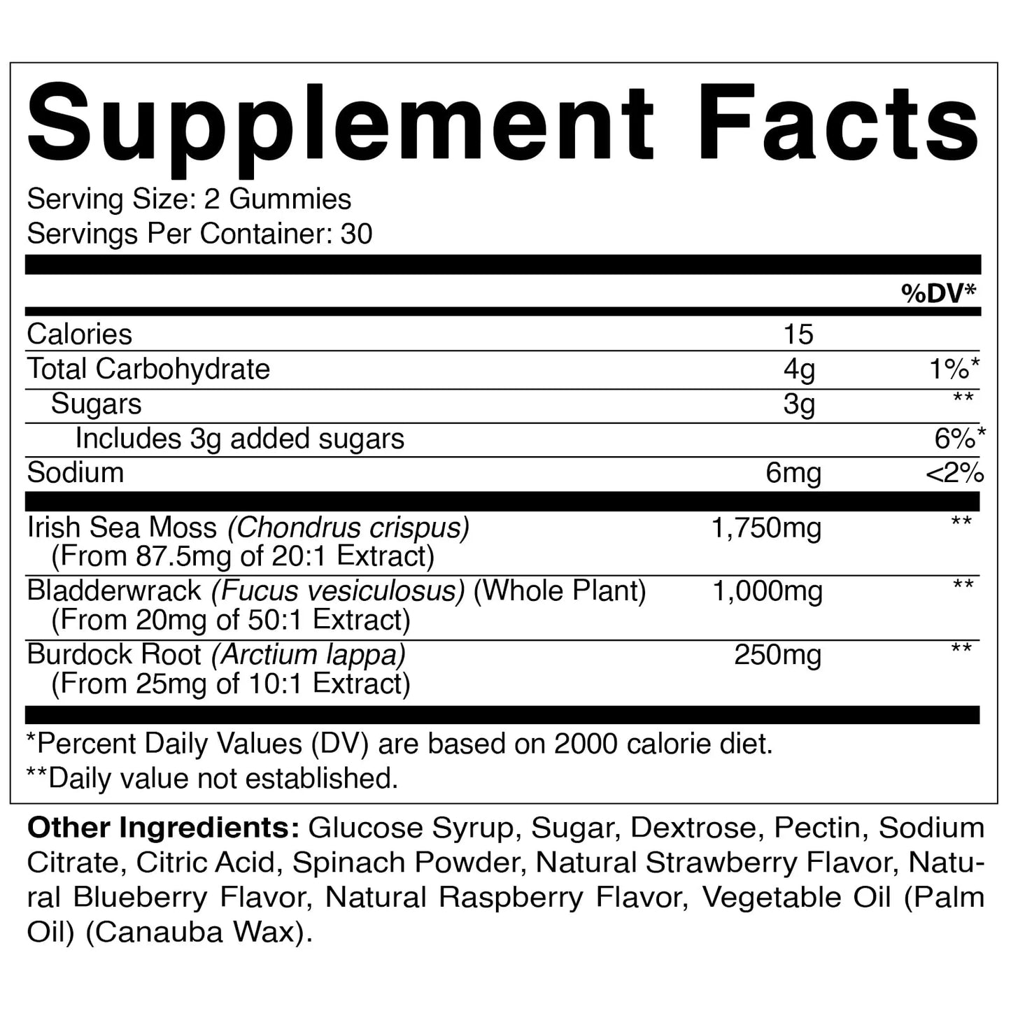 2-Pack Irish Sea Moss Gummies – 3000mg with Bladderwrack & Burdock Root"
