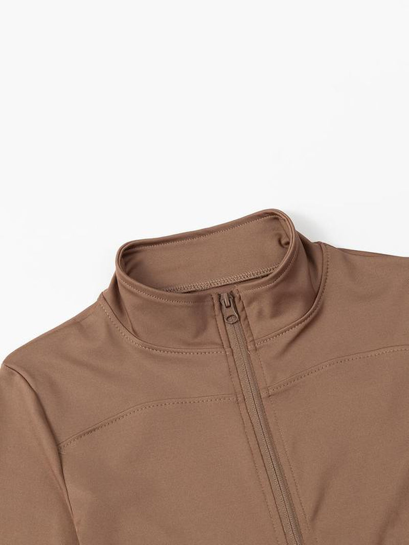 Women's Zip-Up Thumb Hole Sports Jacket – All-Season Activewear
