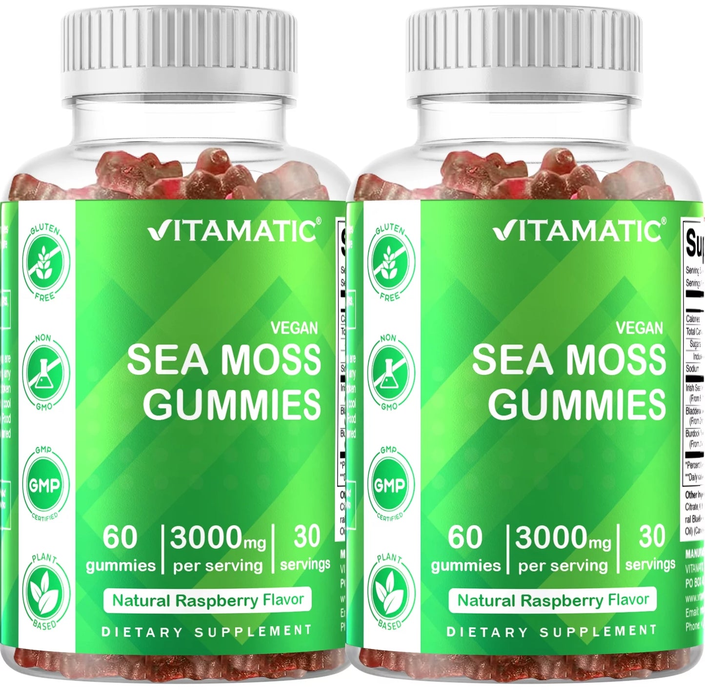 2-Pack Irish Sea Moss Gummies – 3000mg with Bladderwrack & Burdock Root"