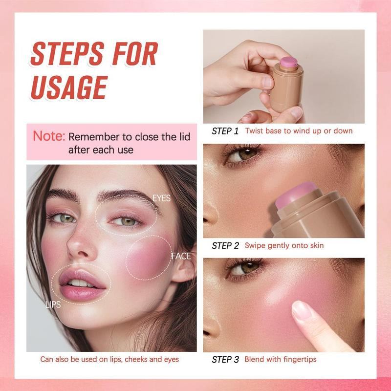 Long-Lasting Waterproof Blush Stick Set – Highly Pigmented & Silky Finish