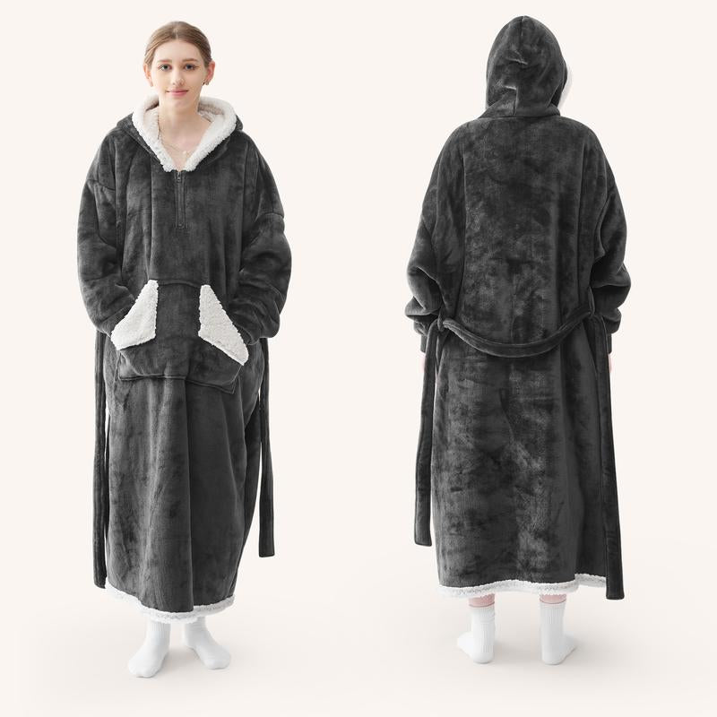 Touchat Wearable Blanket Hoodie – Cozy Sherpa Fleece with Pocket & Belt