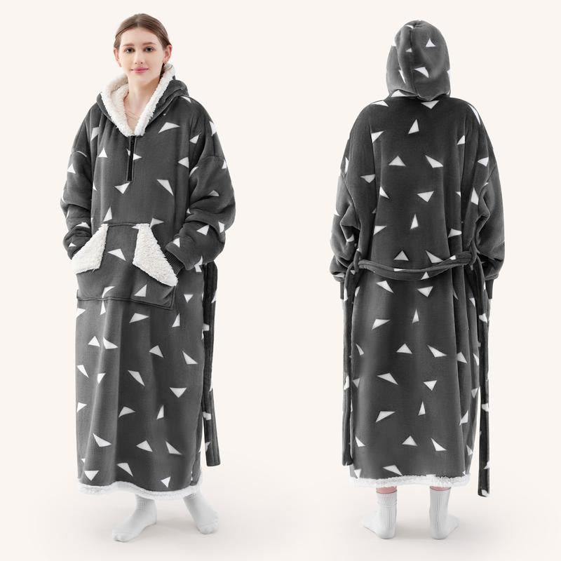 Touchat Wearable Blanket Hoodie – Cozy Sherpa Fleece with Pocket & Belt