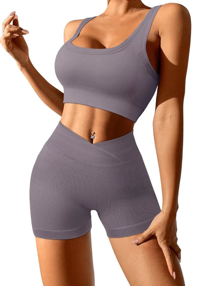 Women's 2-Piece Seamless Workout Set – Butt-Lifting Shorts & Crop Tank