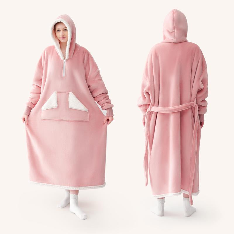 Touchat Wearable Blanket Hoodie – Cozy Sherpa Fleece with Pocket & Belt