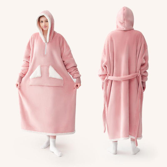 Touchat Wearable Blanket Hoodie – Cozy Sherpa Fleece with Pocket & Belt