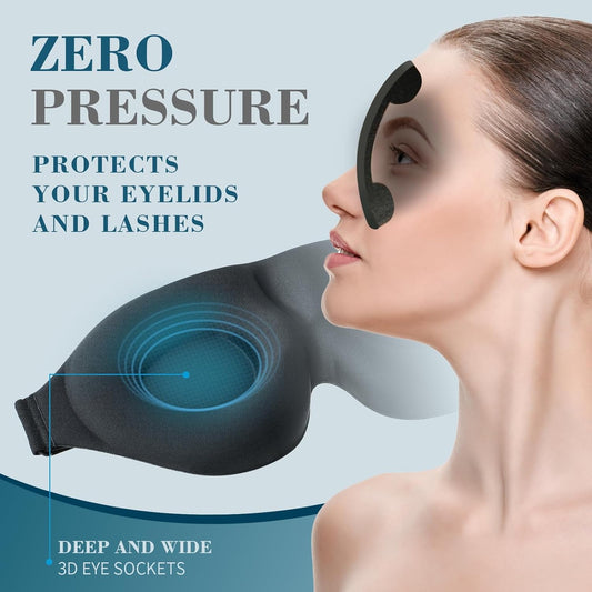 Luxury 3D Sleep Mask – Light-Blocking Contoured Cup Adjustable Strap Night mask 