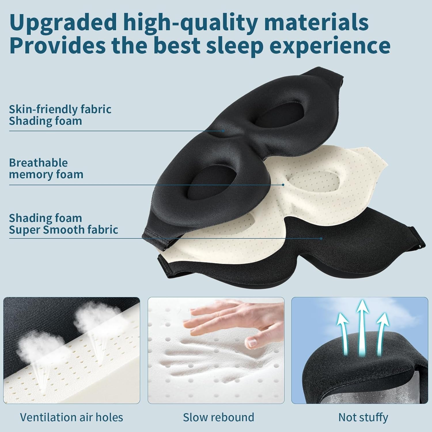 Luxury 3D Sleep Mask – Light-Blocking Contoured Cup Adjustable Strap Night mask 