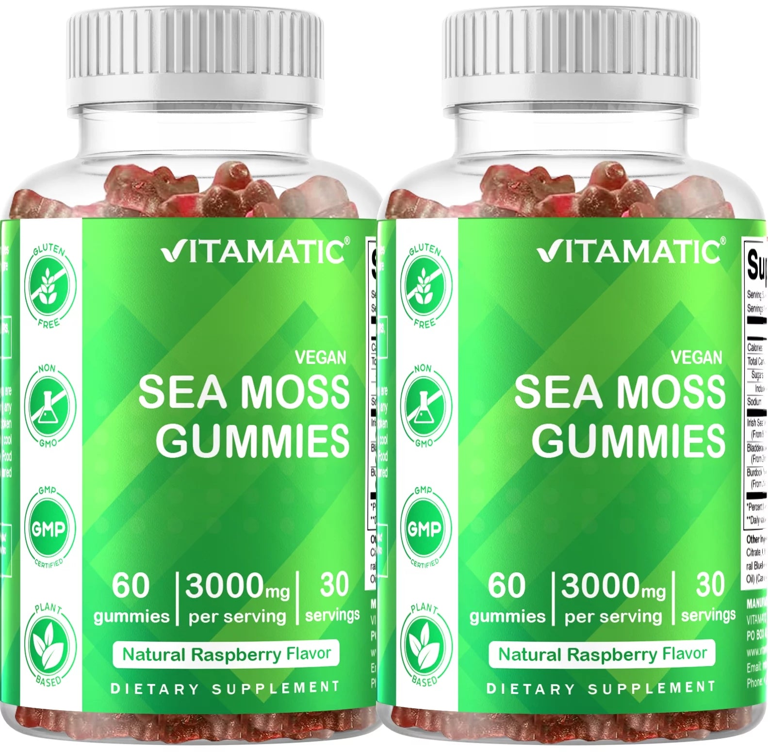 2-Pack Irish Sea Moss Gummies – 3000mg with Bladderwrack & Burdock Root"