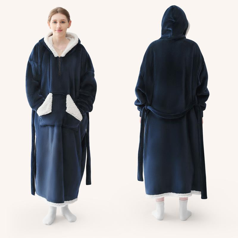 Touchat Wearable Blanket Hoodie – Cozy Sherpa Fleece with Pocket & Belt