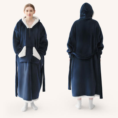 Touchat Wearable Blanket Hoodie – Cozy Sherpa Fleece with Pocket & Belt